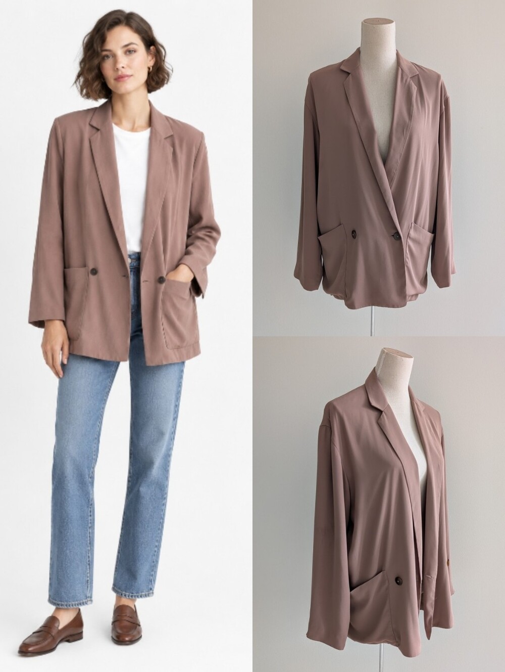 Babaton Relaxed Fit Crepe Blazer in Dusty Rose Brown